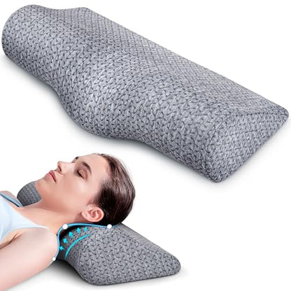 Cervical Neck Pillows for Pain Relief Sleeping, High-Density Memory Foam Pillow Neck for Bolster Support and Shoulder Relaxer, Decompression Devices Orthopedic Roll Pillow for Bed Office