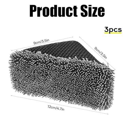 3 PCS Tire Shine Applicator Sponges, Microfiber Tire Brightener Applicator Pad Durable and Reusable Tires Dressing Applicators Pad, Tires Applicator-Pad for Car Detailing Cleaning Sealant Conditioner
