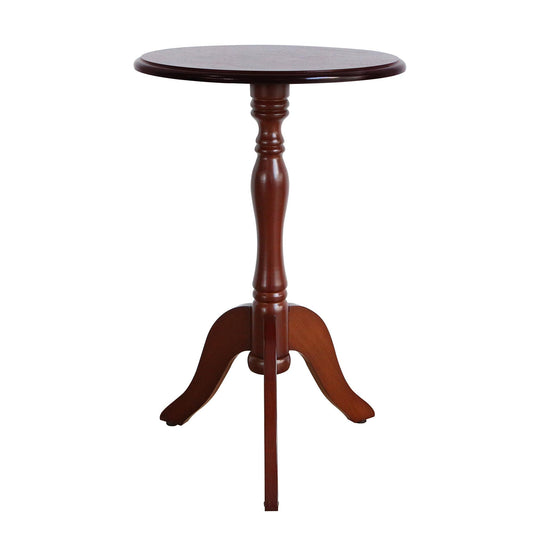 HLR Round Small End Table, Wooden Pedestal Side Coffee Tables, Vintage Accent Nightstand for Living Room, Bedroom, Entryway (1, Dark Brown)
