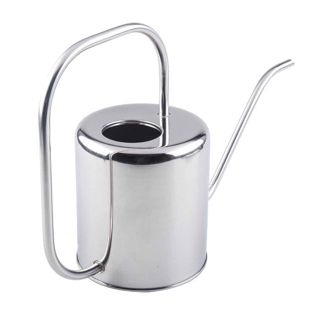 Fasmov 51 Oz Stainless Steel Watering Can Modern Style Watering Pot, Watering Can with Long Spout for Easy Pour, Water Outdoor Garden, Indoor Plant (Silver)