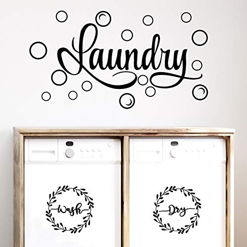 Zonon Laundry Stickers Laundry Room Decor Decal Quote Wash Dry Sticker for Home Apartment Washing Machine Dryer Room Decor