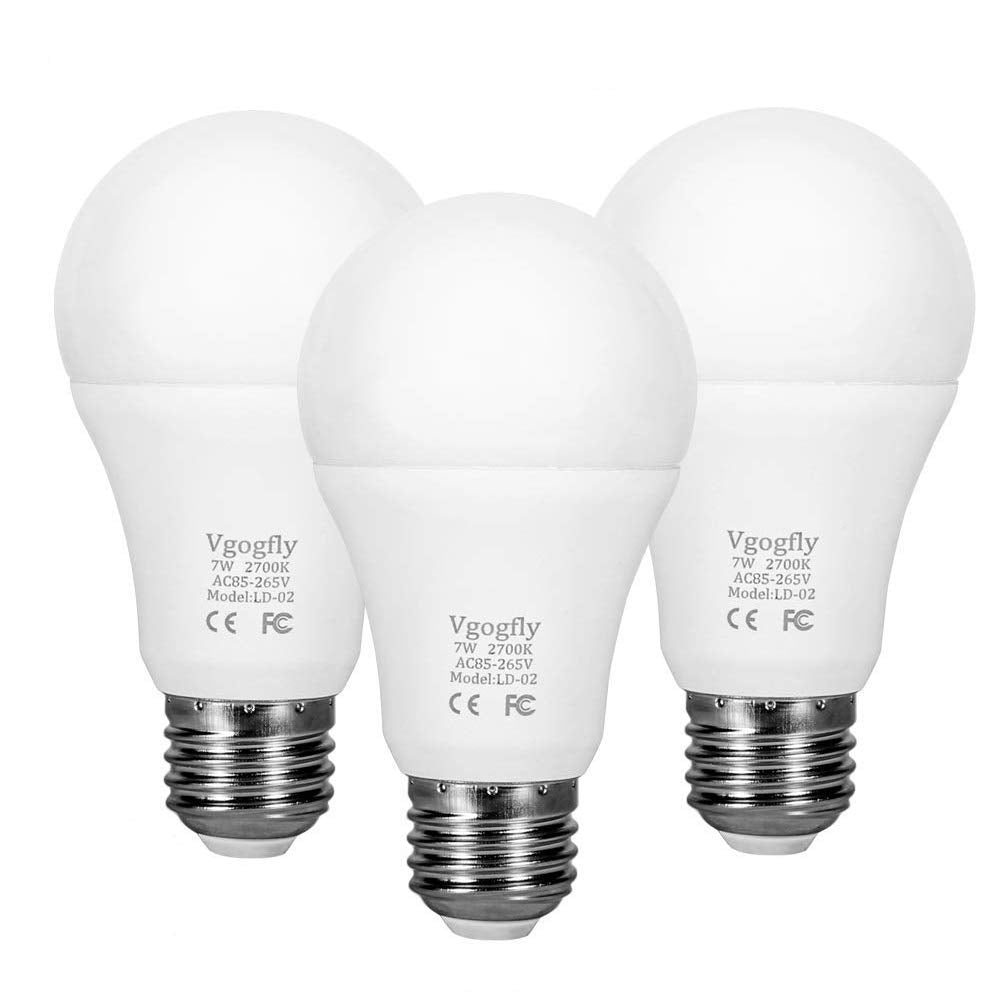 Sensor Lights Bulb Dusk to Dawn LED Light Bulbs Smart Lighting Lamp 7W E26/E27 Automatic On/Off, Indoor/Outdoor Yard Porch Patio Garage Garden (Warm White, 2 Pack)
