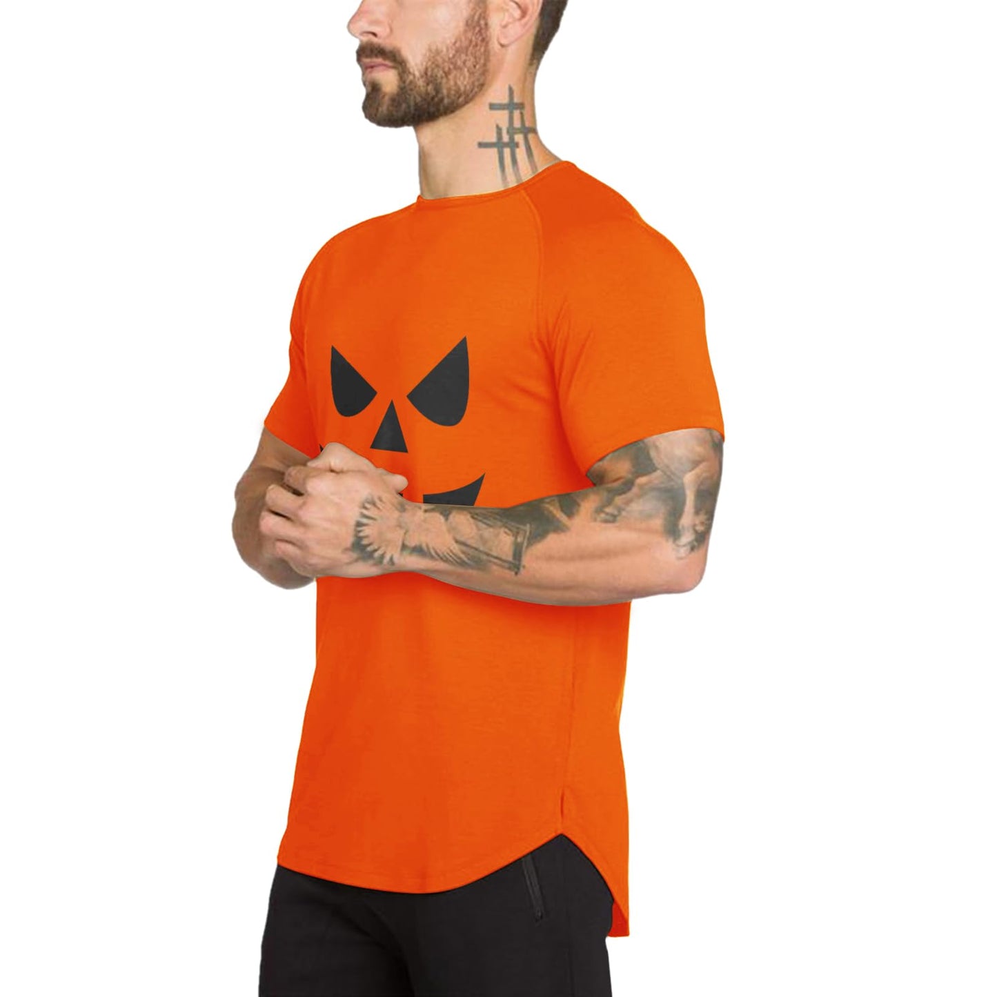 Mens Halloween Vector Costume Gym Workout Slim Fit Short Sleeve T-Shirt Cotton Performance Athletic Shirts Running Fitness Tee(OG 3XL)