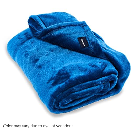 Cabeau Fold ‘N Go Travel Blanket Doubles as Neck Support Pillow, Versatile Lumbar Support Cushion, with Compact Travel Case - French Microfiber (Blue)