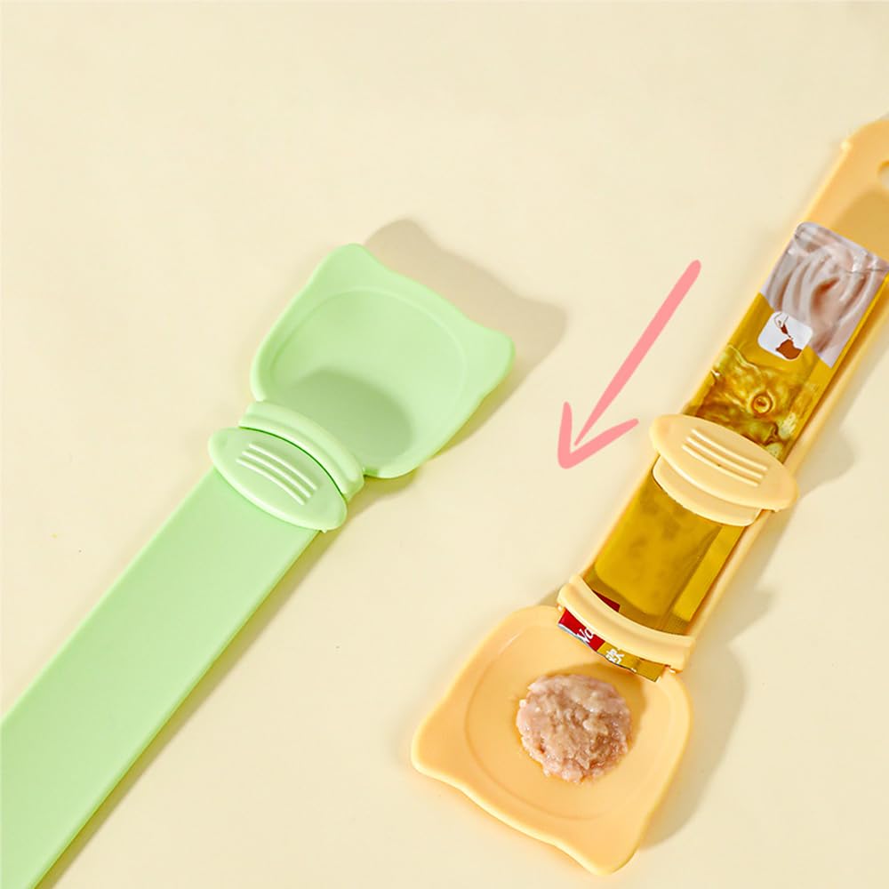 Arvintas 3PCS Cat Strip Feeder Spoon, Sliding Pet Treat Spoon Squeeze, Easy Feeding Pet Spoon for Puree and Bisque Delectables Lickable Wet Cat Treat
