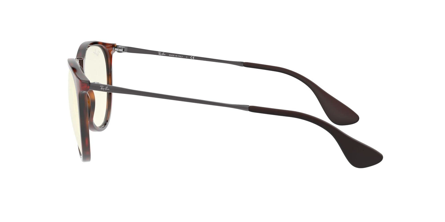 Ray-Ban RB4171 Erika Round Glasses, Rubber Havana/Clear Blue Light Filter, 54 mm
