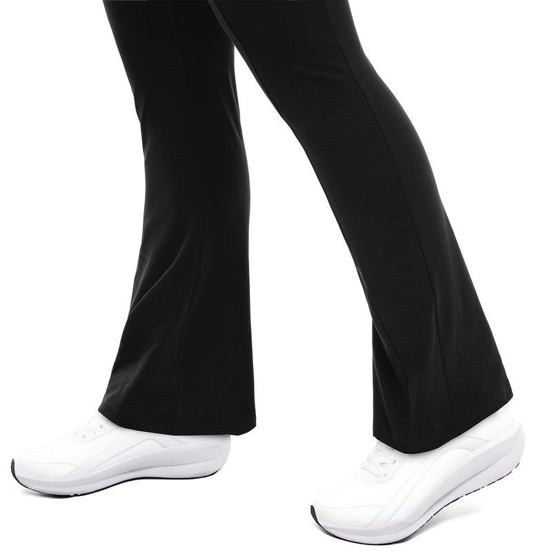 Leafigure Maternity Flare Leggings with Pockets Over The Belly Yoga Pants for Workout Soft Pregnancy Activewear Black L