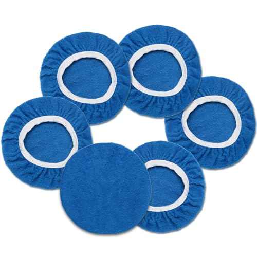 6 PCS Car Buffing Pads for 9-10 Inch Orbital Polisher, Microfiber Polishing Pad Buffer Polisher Bonnets, 9-10 Inch Polishing Pads Cover Waxing Pads for Car Detailing (Blue)