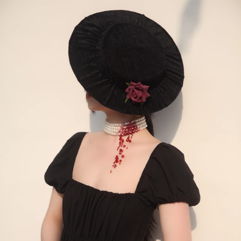 Handmade Dripping Blood Imitation Pearls Necklace Vampire Choker Party Costume Women