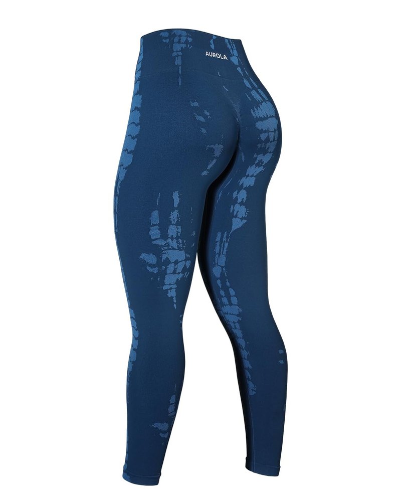 AUROLA Serpent Seamless Scrunch Workout Leggings for Women,Tummy Control Squat Proof Pants,Water Blue,M
