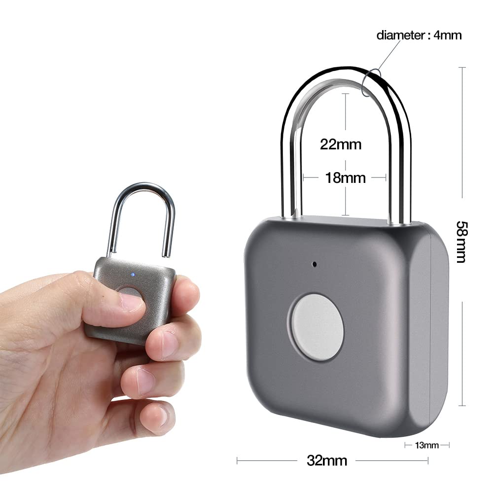 Fingerprint Padlock eLinkSmart Combination Lock - Keyless Locker Lock for School Locker Backpack Suitcase Luggage: Gray Metal Gym Padlock