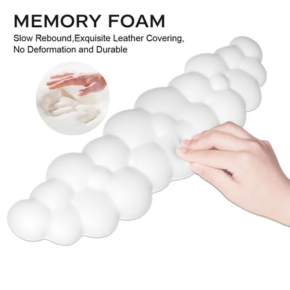 JIKIOU Upgrade Leather Cloud Keyboard Wrist Rest, Cloud Wrist Rest with Non-Slip PU Base, Comfortable Memory Foam Wrist Rest for Computer Laptop Mac Gaming Office and Pain Relief Wish New Year Gift