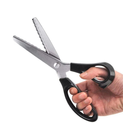 Fabric Pinking Shears, Professional Stainless Steel Handled Scissors, Black, 18mm Scalloped Blade