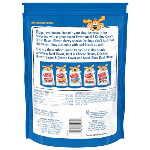Canine Carry Outs Dog Treats, Bacon Flavor, 22.5 Ounce (Pack of 4), Made with Real Bacon