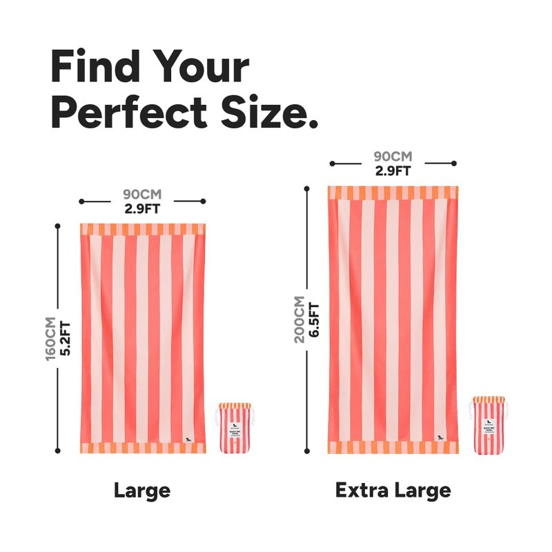 Dock & Bay Beach Towel - Quick Dry, Sand Free - Compact, Lightweight - 100% Recycled - Includes Bag - Raspberry Road - Large (160x90cm, 63x35)