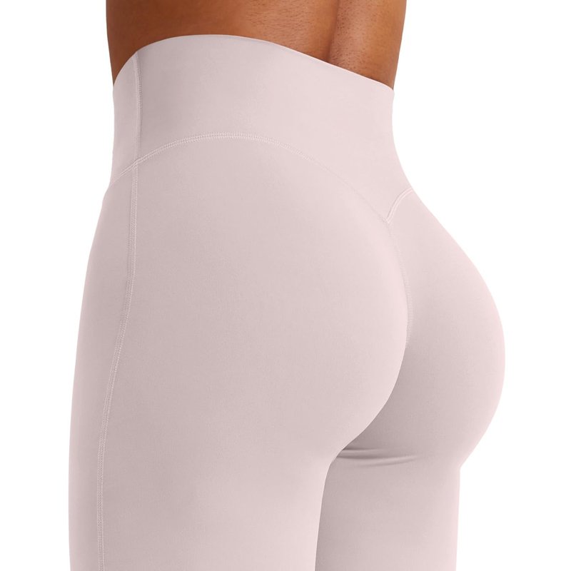 YEOREO Workout Leggings Womens No Front Seam Straight Leggings 33" High Waist Buttery Eddiy Gym Yoga Pants Dusty Pink M