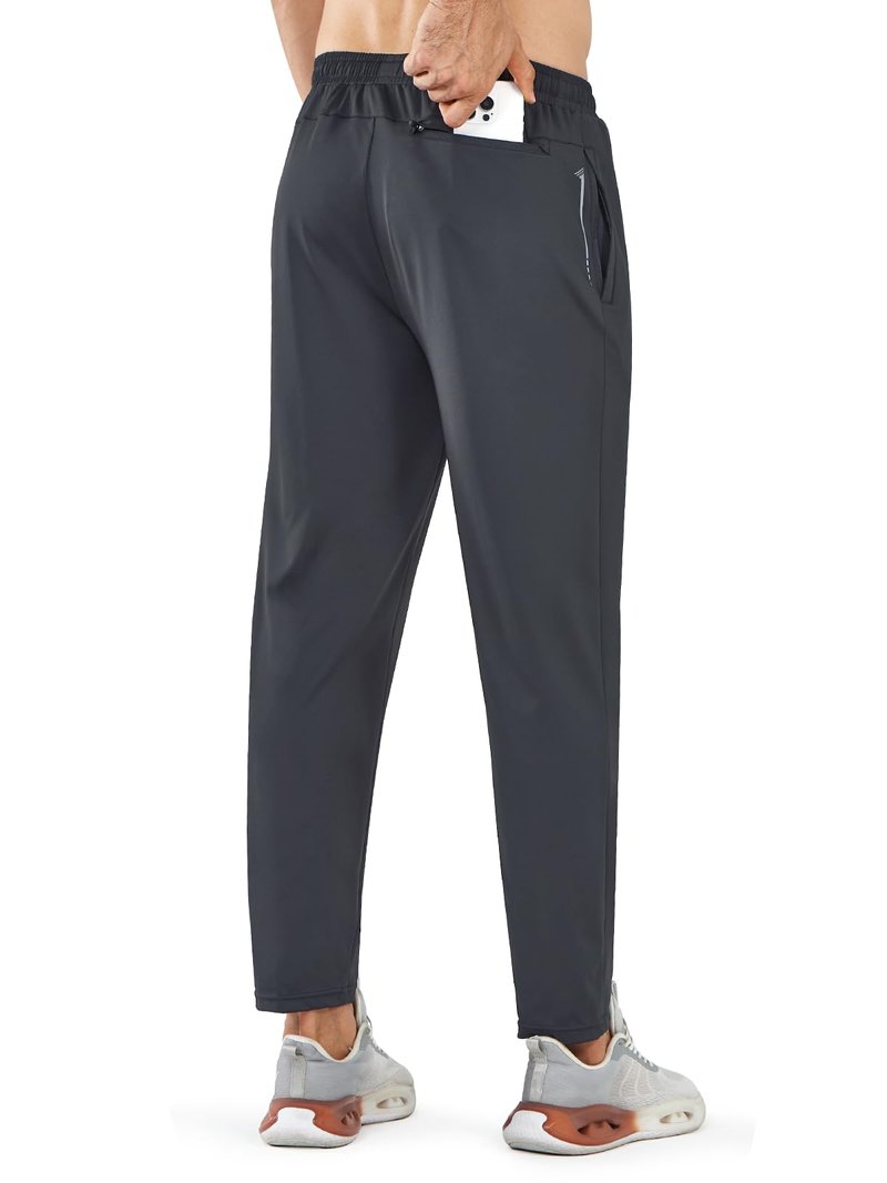 NORTHYARD Men's Joggers Athletic Workout Track Pants Running Gym Training Sweatpants with Zipper Pockets Open Hem Darkgrey L