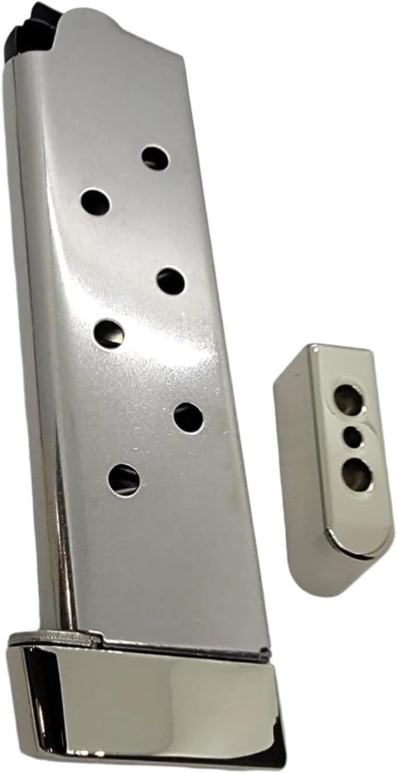 Polished Chrome-Plated 1911 Magazine Base Pads - Fits All Kim Pro Tac-Mag .45 ACP 8-Round Magazines