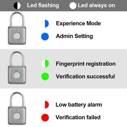 Fingerprint Padlock eLinkSmart Combination Lock - Keyless Locker Lock for School Locker Backpack Suitcase Luggage: Gray Metal Gym Padlock