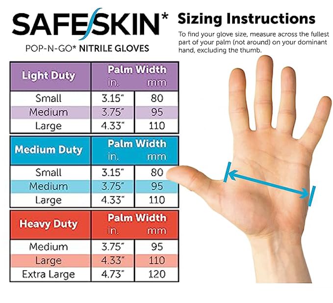 SAFESKIN Disposable Nitrile Gloves in POP-N-GO* Pack - Light Duty - Medium Size, Powder Free, Food Safe - 200 Count