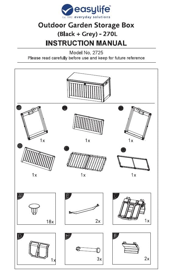 Easylife Steelcore270 Steel-Reinforced Garden Storage Box with 270 Litre Capacity, Lockable and Waterproof Garden Tool Storage Chest, No Tool Assembly, H53xW105xD49cm- Fully Guaranteed