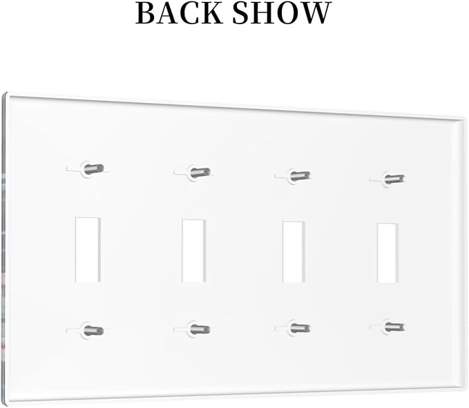 Rustic Wild Floral Darkground Vintage Watercolor Flower Quad Toggle Light Switch Covers Decorative Unique 4 Gang Wall Plate Electrical Faceplate Switchplate for Bedroom Decor