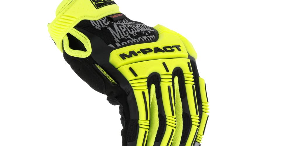 Mechanix Wear: Hi-Viz M-Pact E5 Work Gloves - Cut Resistant, Touch Capable, Impact Protection (X-Large, Fluorescent Yellow)