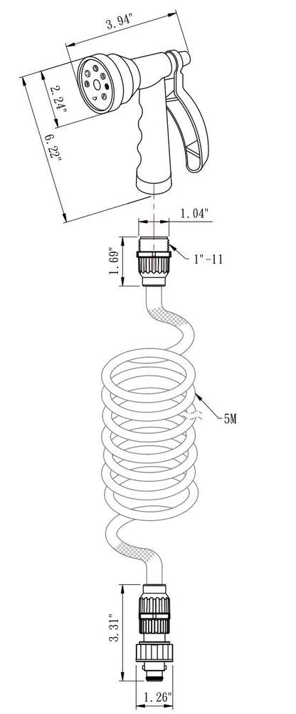 Dura Faucet DF-SA187-WT RV Exterior Quick Connect Sprayer with 7 Spray Settings and Coiled Hose Kit (Blue)