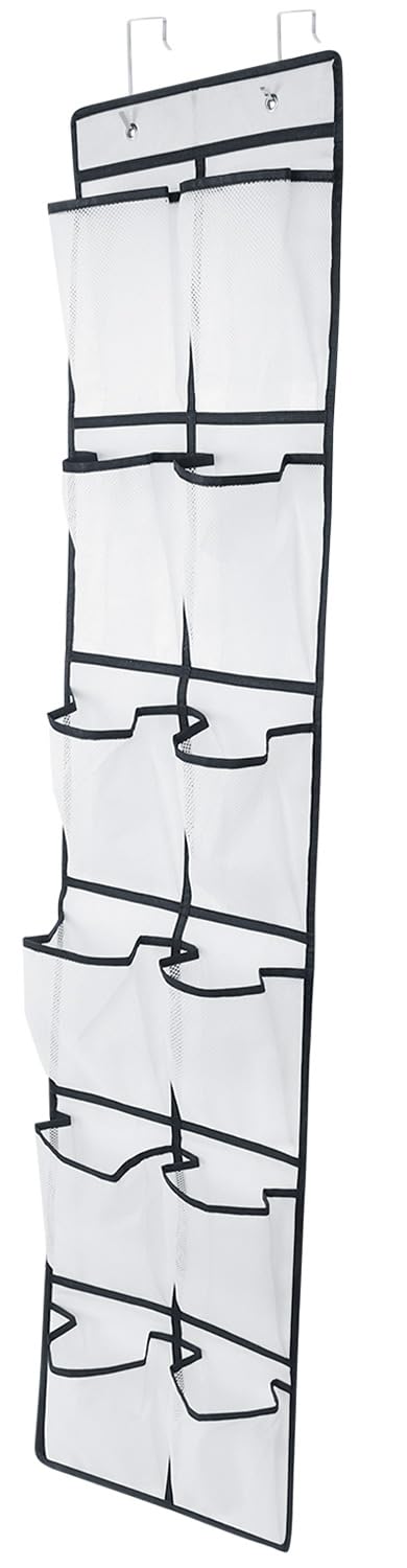 GOMAJI 12 Large Pockets Over The Door Hanging Shoe Organizer, White