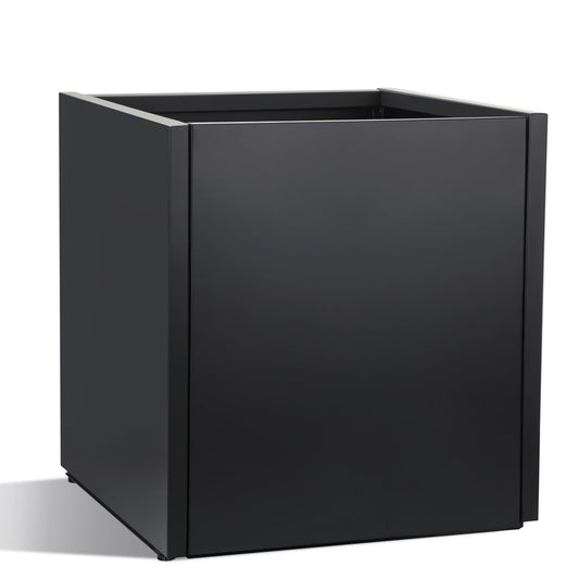 RimCereal 1 Pcs Extra Large Black Square Planter Box Outdoor 17" L x 17" W x 18" H Heavy Galvanized Steel Planters with Drainage Holes Divider for Patio Porch Tall Plants