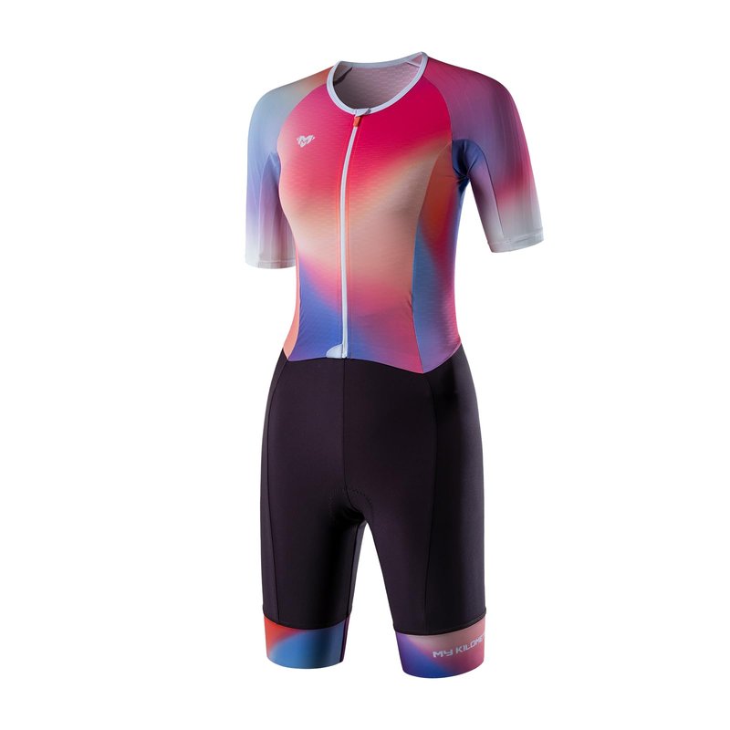 MY KILOMETRE Women's Triathlon Suit, Sleeveless Trisuit with Chamois, 2 Rear Pockets, UPF 50+