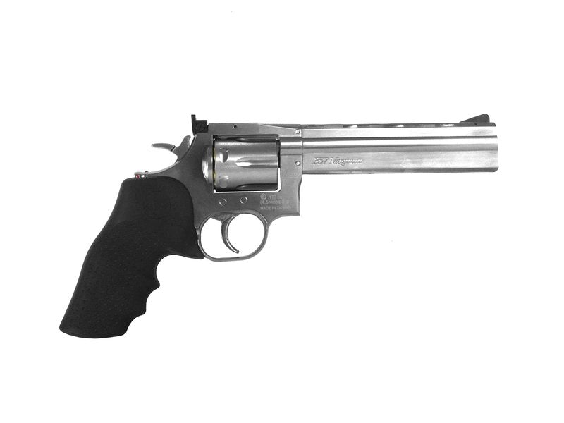 ASG Dan Wesson 715 6" Airgun BB Revolver - CO2 Powered, Double Action, 4.5mm Steel BB - Includes Speed Loader & 6 BB Cartridges - Silver