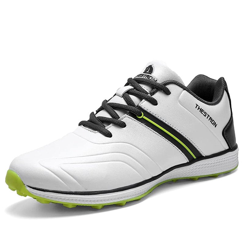 Waterproof Golf Shoes Men Professional Golf Sneakers Spikless Light Weight Walking Footwears Outdoor Male Walking Shoes (10.5,White)