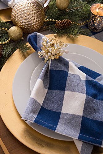 DII Christmas Thanksgiving Holiday Tabletop Décor Collection Decorative Napkin Ring Holder Set, 4" Diameter, Gold Beaded Cluster, 6 Piece