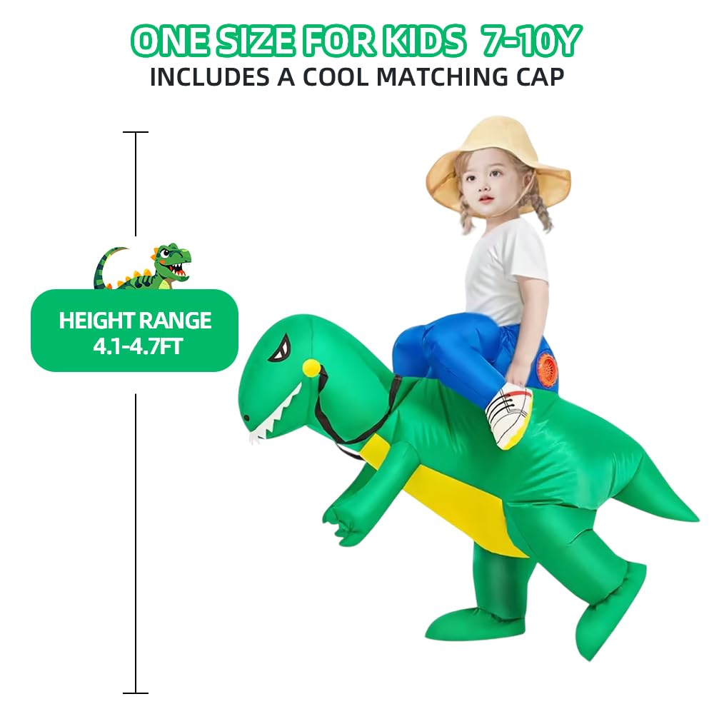 BROWNYEW Inflatable Dinosaur Costume Kids Riding T Rex Blow Up Funny Fancy Dress Party Halloween Costume