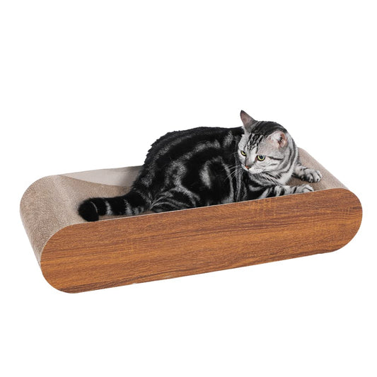 Cat Scratcher, Cardboard Lounge Bed, Bone Shape Design, Recyclable Corrugated Scratching Pad, Stable and Durable, Furniture Protector, Reversible, Brown