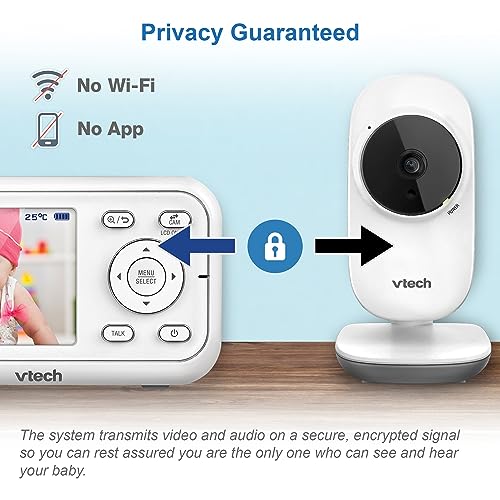 VTech VM3250 Video Baby Monitor with Camera,300m Long Range, Baby Monitor with 2.8" LCD Screen,Up to 19-hr Video Streaming,Night Vision,Secured Transmission,Temperature Sensor,Soothing Sounds,2X Zoom