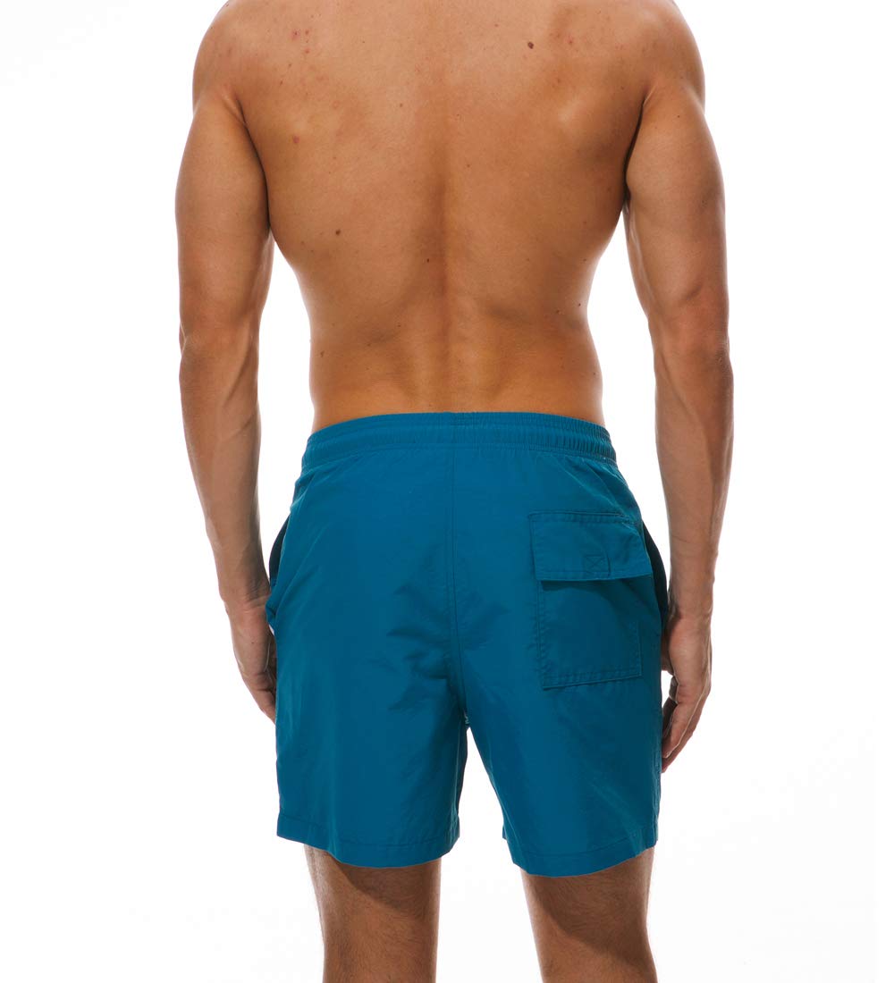 donhobo Men's Swim Trunks Board Shorts Beach Pants Swimming Waterproof Quick Dry Surfing Boardshorts(Peacock Blue,M)
