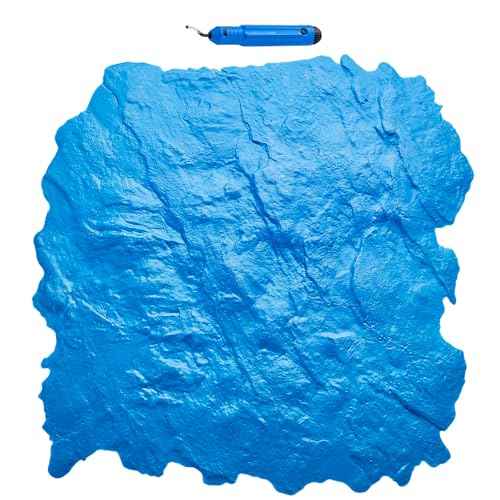 VEVOR Concrete Stamps Mat, 18 x 18 in, Concrete Texturing Skin Polyurethane Stamp Stone Tile Texture Mat, Slate floor Imprint Seamless Stamp Concrete Molds for Outdoor Decorative, Blue