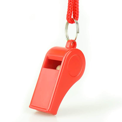 Hipat Red Emergency Whistles with Lanyard, Loud Crisp Sound Plastic Whistles Bulk Ideal for Outdoor Sport，Lifesaving，and Officials
