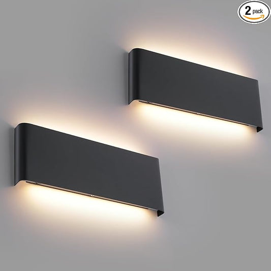 15"Modern LED vanity light,20W Dimmable 5 CCT (3000K-6500K) Adjustable Wall Lamp,Up and Down Wall Lighting,Indoor Wall Sconce for Bedroom,Staircase,Hallway,Dressing Table, 2Pack（Black）