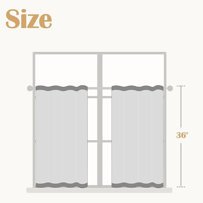 jinchan Linen Kitchen Curtains Striped Tier Ticking Stripe Pinstripe Cafe 36 Inch Length for Living Room Bathroom Farmhouse Rustic Curtains Rod Pocket 2 Panels Beige