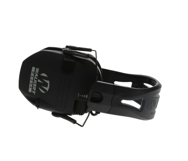 WALKER'S Razor Tacti-Grip Slim Electronic Muff - 23dB NRR Compact Collapsible Non-Slip Headband Hunting Shooting Hearing Protection Earmuffs w/ 2 AAA Batteries, Black
