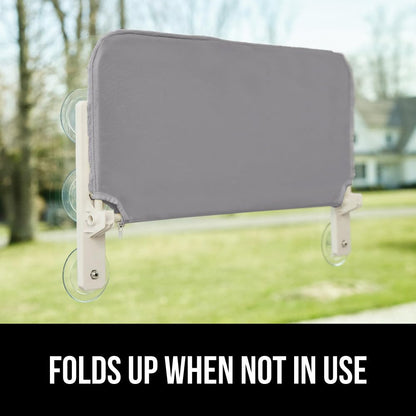 GORILLA GRIP Cat Window Perch, Foldable Cat Window Hammock Bed with 6 Large Suction Cups, Cordless Indoor Wall Shelves, Strong Metal Frame Holds 40lbs, Reversible Washable Sherpa Cover, Large Gray