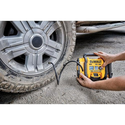 DEWALT Tire Inflator Portable Air Compressor 20V MAX, Air Pump with Automatic Shut Off, LED Light, Tool Only (DCC020IB)