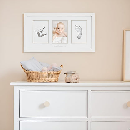 Pearhead Babyprints Newborn Baby Handprint and Footprint Photo Frame Kit with Included Safe for Baby Clean-Touch Ink Pad, White, Memorable Christening Keepsake, Gift for Any New Mum