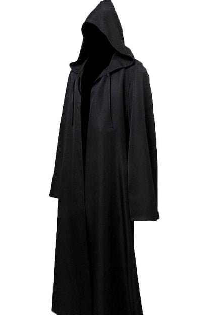 Joyshop Mens Halloween Witch Cosplay Robe Costume Adult Hooded Cloak Cape (Black, X-Large)