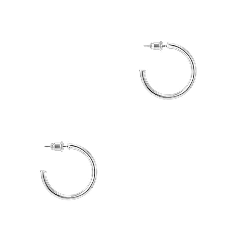 PAVOI 14K White Gold Hoop Earrings For Women - 2mm Thick 20mm Infinity Gold Loops - Gold Plated Earrings Set - Lightweight