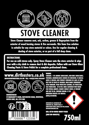 Dirtbusters Stove Cleaning Care Kit, With Exterior Spray, Glass Cleaner Paste & Stove Polish, Clean, Protect & Restore Log Burners & Grates