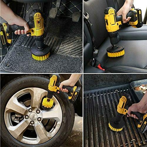 Drill Brushes Brush Attachment - 5 Pack Electric Drill Brush Kit - Great for Pool Tile, Bathroom Toilet, Ceramic Marble Car Automotive (Yellow 5 Pack)